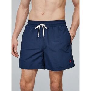 Polo Ralph Lauren Mens Navy Blue Traveler Swim Trunks Mesh Lined Shorts Medium M